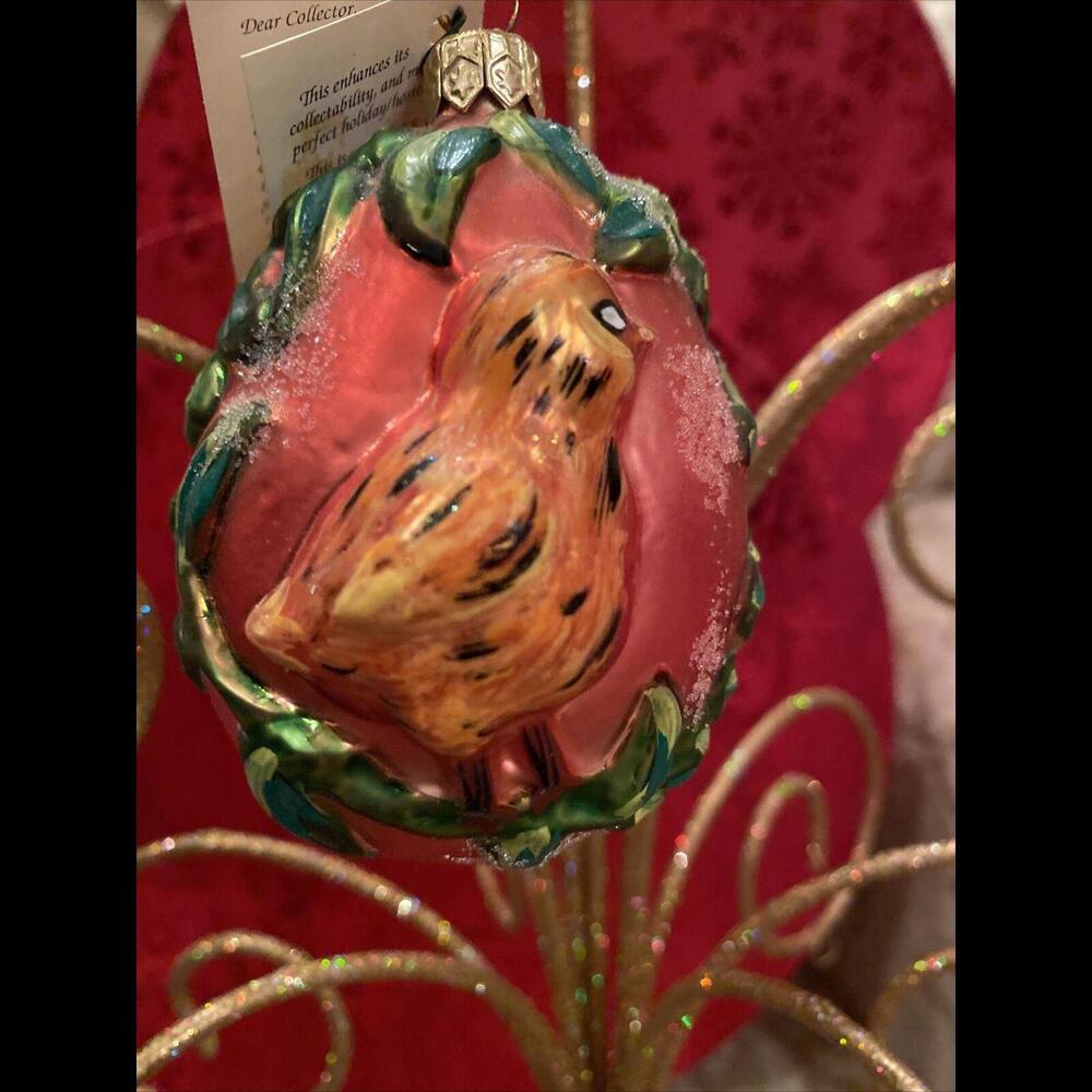 🐇🍭Christopher Radko Frosty Cardinal On A Limb Ornament ESTATE SALE